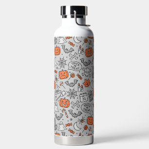 Cute Kids Halloween Doodle Pattern Water Bottle