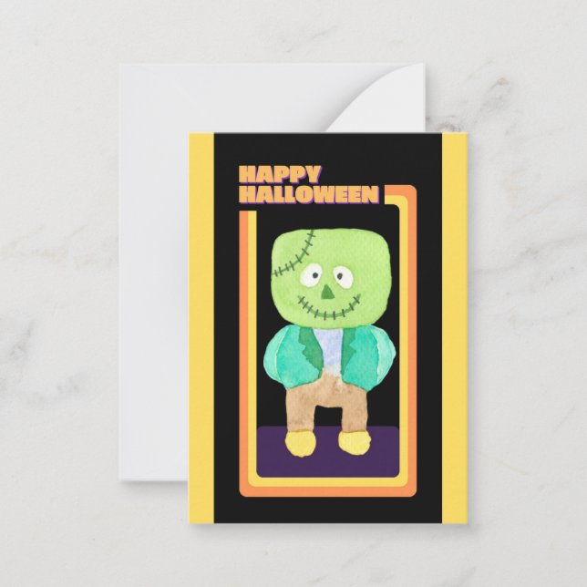 Cute Kids Halloween Frankenstein Monster  Card (Front)