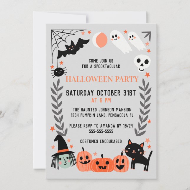 Cute Kids Halloween party Invitation (Front)