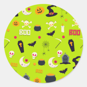 Cute Kids Halloween pattern  Classic Round Sticker