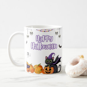 Cute Kids Happy Halloween Black Cats Coffee Mug