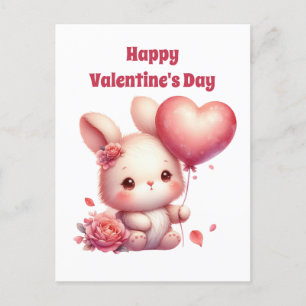 Cute kids Happy Valentine's Day bunny Holiday Postcard
