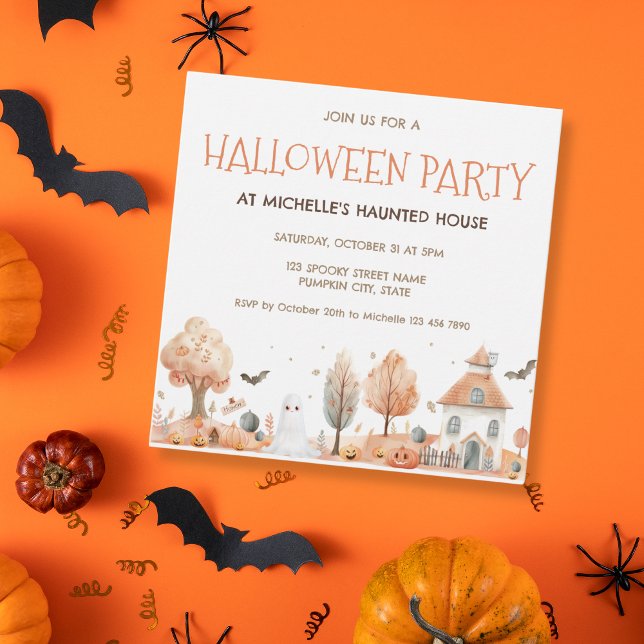 Cute Kids Haunted House Halloween Party Invitation (Creator Uploaded)