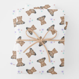 Cute Kids Highland Cow Barnyard Birthday Wrapping Paper Sheet