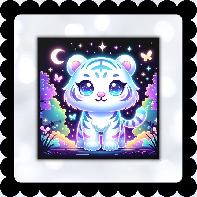 Cute Kids Holographic White Tiger | (Creator Uploaded)