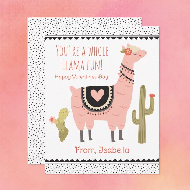 Cute Kids Llama Valentine Note Card (Creator Uploaded)