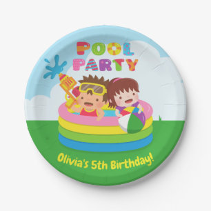 Cute Kids Mini Pool Birthday Party Paper Plates