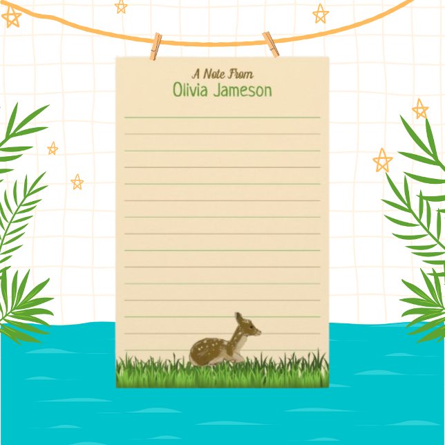 Cute Kid's Name Woodland Animal Lined Stationery (Creator Uploaded)