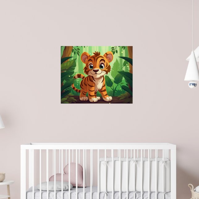 cute kids nursery tiger jungle lovers Poster (Nursery 2)