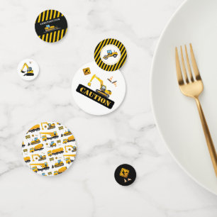 Cute Kids Party Construction Dump Trucks Excavator Confetti