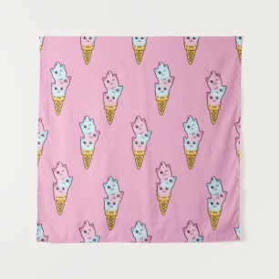 Cute kids pattern Colorful ice cream on the abstra Tapestry