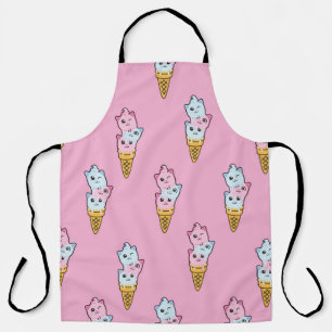 Cute kids pattern Colourful ice cream on the abstr Apron