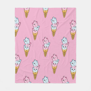 Cute kids pattern Colourful ice cream on the abstr Fleece Blanket