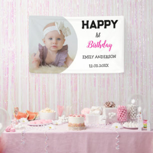 Cute Kids Personalised Photo Age Birthday Party Banner
