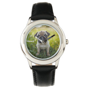 Cute Kid's Personalised Pug  Watch