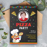 Cute Kids Photo Chalkboard Pizza Birthday Party Invitation<br><div class="desc">Amaze your guests with this cool pizza theme birthday party invitation featuring an adorable little chef and cute elements with vibrant typography against a chalkboard background. Simply add your event details on this easy-to-use template and adorn this card with your child's favourite photo to make it a one-of-a-kind invitation. Flip...</div>
