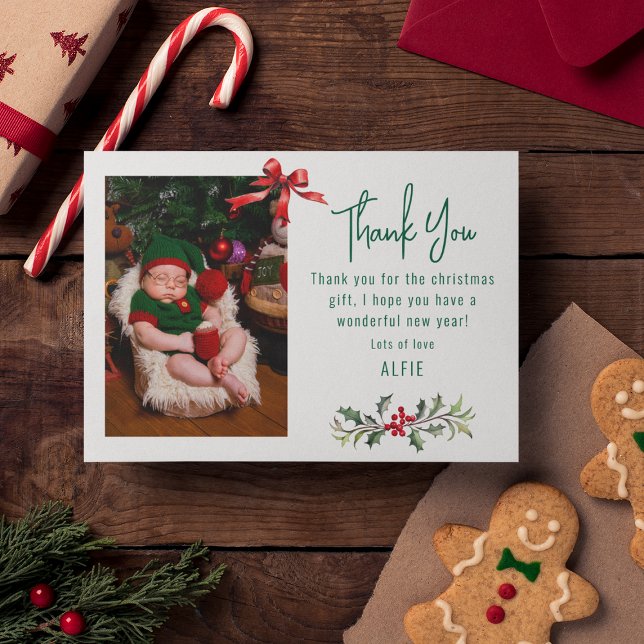 Cute Kids Photo Christmas Thank You Card (Creator Uploaded)