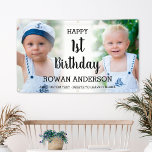 Cute Kids Photo Collage Any Age Birthday Party Banner<br><div class="desc">Cute kids photo collage birthday party banner for any age. Personalised with the text "happy x birthday" and space to add any custom text to congratulate the boy or girl. To change the photo placement: click on the button to customise it further,  click on "crop",  and move the image.</div>