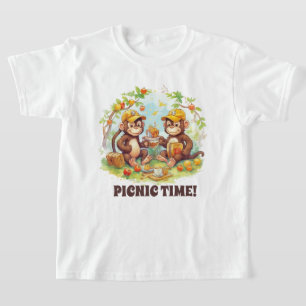Cute kids picnic monkey add name T-Shirt