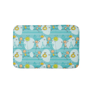 Cute kids playing on the beach pattern bath mat