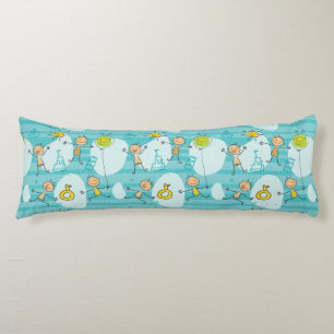 Cute kids playing on the beach pattern body cushion