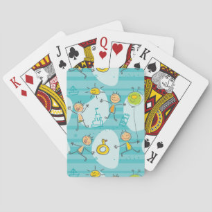 Cute kids playing on the beach pattern cards