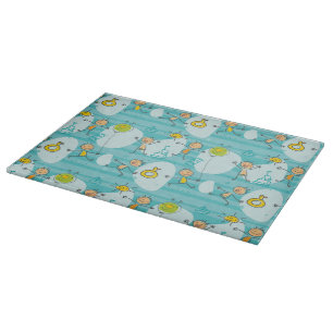 Cute kids playing on the beach pattern cutting board