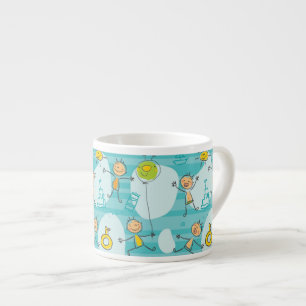 Cute kids playing on the beach pattern espresso cup