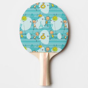 Cute kids playing on the beach pattern ping pong paddle