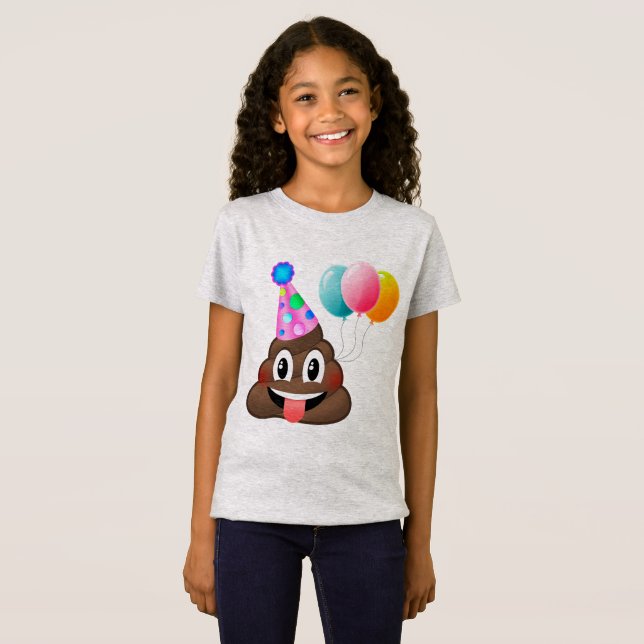 Cute Kids Poop Emoji Birthday T-Shirt (Front Full)