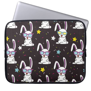 Cute kids rabbit pattern. Colourful rabbit, stars Laptop Sleeve