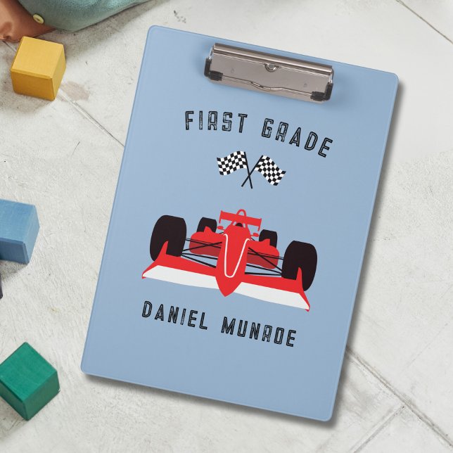 Cute Kids Red Racing Car School  Clipboard (Creator Uploaded)