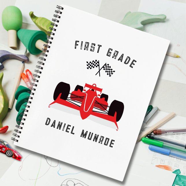 Cute Kids Red Racing Car School Spiral Notebook (Creator Uploaded)