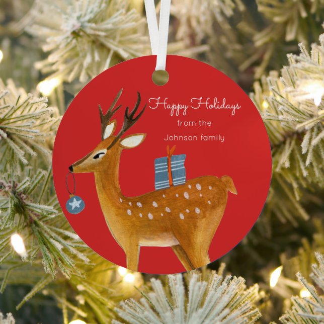 Cute kids reindeer christmas metal tree decoration (Insitu)