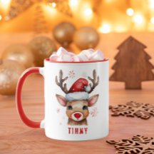 Cute Kids Reindeer Mug with Name
