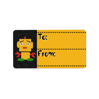 Cute Kids Retro Robot-Yellow_To-From Tags