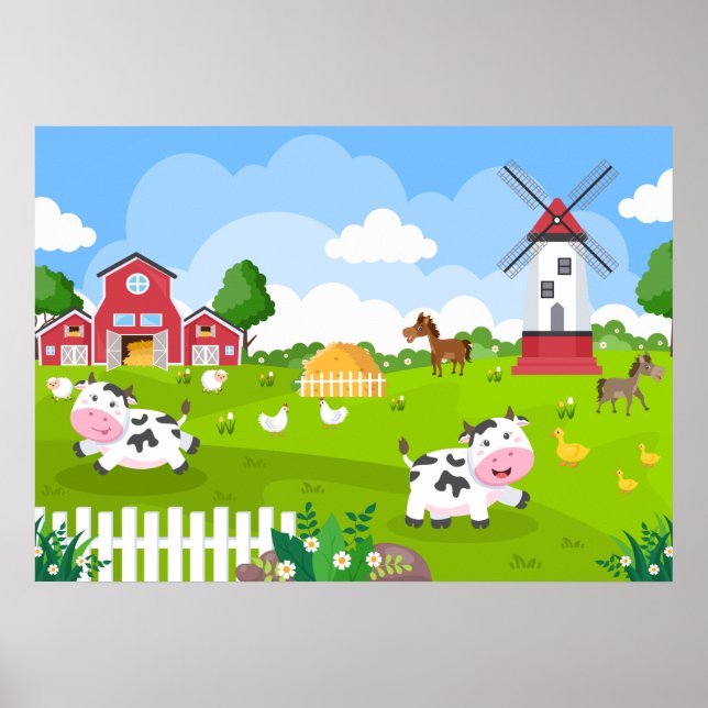 cute kids room Farm house Poster (Front)