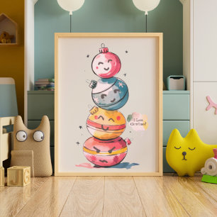 Cute Kid's Room Nursery Holiday Watercolor Art Poster