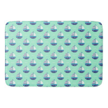 Cute Kids Sailboat Pattern Sea Green