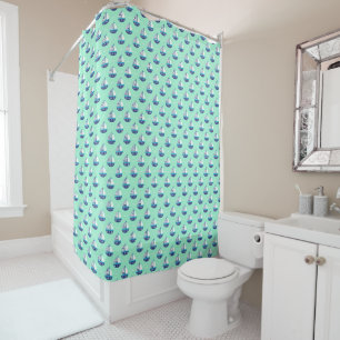 Cute Kids Sailboat Pattern Sea Green Shower Curtain