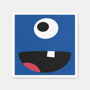 Cute Kids Silly Monster Face Monsters Party Blue Napkin