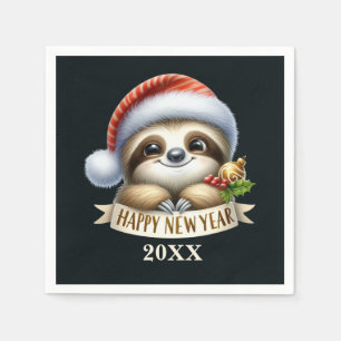 Cute kids sloth New Year party Napkin