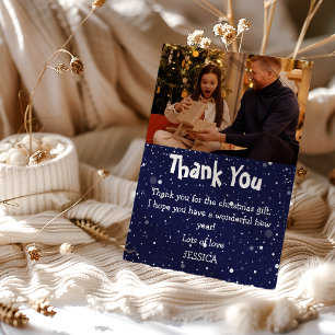 Cute Kids Snow Photo Christmas Thank You Card