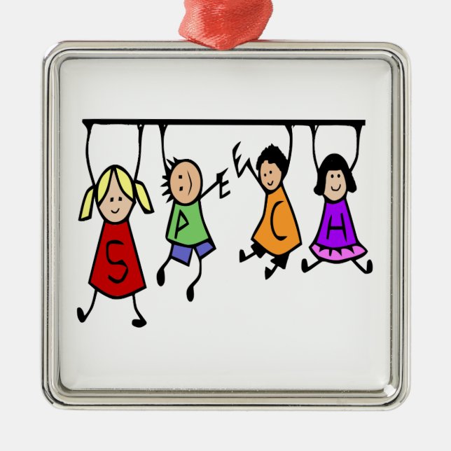 Cute Kids Speech Therapist Word Metal Tree Decoration (Front)