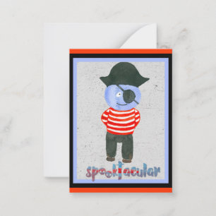 Cute Kids Spooky Halloween Cartoon Pirate Note Car Card