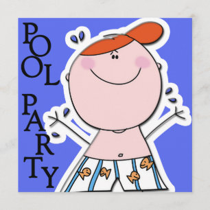 Cute Kids Summer Pool Party Swimming Birthday Invitation