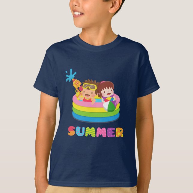 Cute Kids Summer Water Pool Fun Tee (Front)