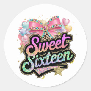 Cute kids sweet sixteen Birthday  Classic Round Sticker