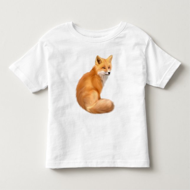 Cute Kid's T-shirt with a fluffy red fox (Front)