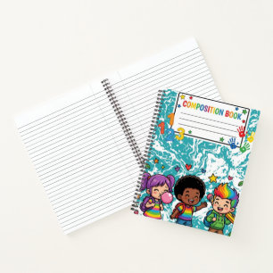 Cute Kids Teal Marble Composition Notebook